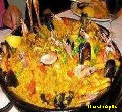 Paella a La Valenciana, Ingredientes da Paella - 1 Pitada de a&ccedil;afr&atilde;o, &frac12; Litro de caldo de galinha morno, 6 Colheres (sopa) de azeite, 4 Dentes de alho socados