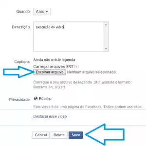 Editar Legendas em Videos no Facebook